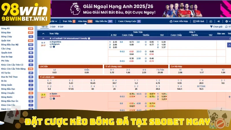 Đặt cược kèo bóng đá tại SBOBET ngay